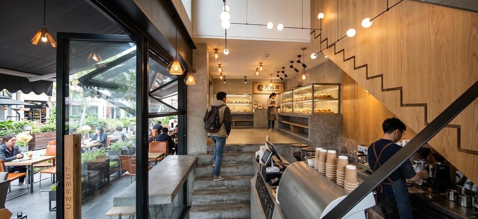 Contemporary Coffee Shop Contemporary coffee shop — hospitality interior visualization by VAGANTIS RENDER